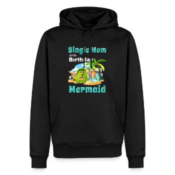 Mermaid Single Maman Du 8ème Anniversaire - Sweat à capuche Premium bio Homme - noir - Devant - Nico (187cm)