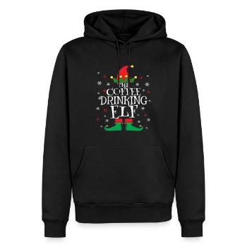 Famille Elfe buveur de café Matching Noël - Sweat à capuche Premium bio Homme - noir - Devant - Nico (187cm)