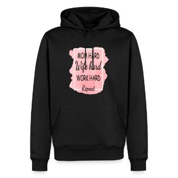 Mom Hard Wife Hard Work Hard Repeat - Männer Premium Bio Hoodie - Schwarz - Vorne - Nico (187cm)