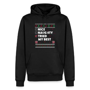 Nice Naughty a essayé mon meilleur Noël moche - Sweat à capuche Premium bio Homme - noir - Devant - Nico (187cm)