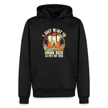 Je veux juste boire de la bière Pet mon chien Je houble I Bière - Sweat à capuche Premium bio Homme - noir - Devant - Nico (187cm)