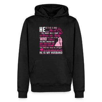 Mon mari Il est la chanson de mon cœur - Sweat à capuche Premium bio Homme - noir - Devant - Nico (187cm)