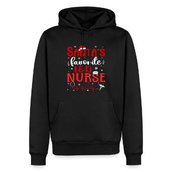 Santa's Favorite L&D Nurse - Men’s Premium Organic Hoodie - black - Front - Nico (187cm)