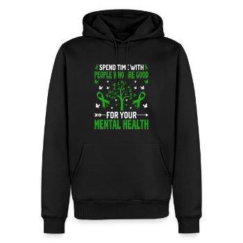Passez du temps avec des gens qui sont bons pour vous - Sweat à capuche Premium bio Homme - noir - Devant - Nico (187cm)