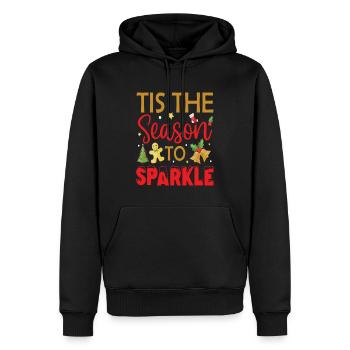 C’est la saison pour étinceler Noël - Sweat à capuche Premium bio Homme - noir - Devant - Nico (187cm)
