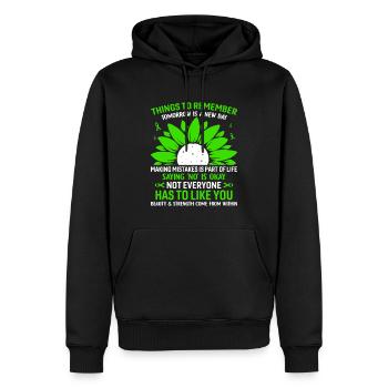Things To Remember Tomorrow - Men’s Premium Organic Hoodie - black - Front - Nico (187cm)