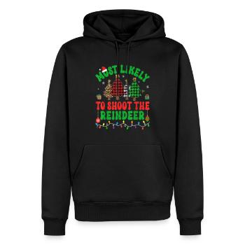 Les plus susceptibles de tirer sur l’arbre de Noël des rennes - Sweat à capuche Premium bio Homme - noir - Devant - Nico (187cm)