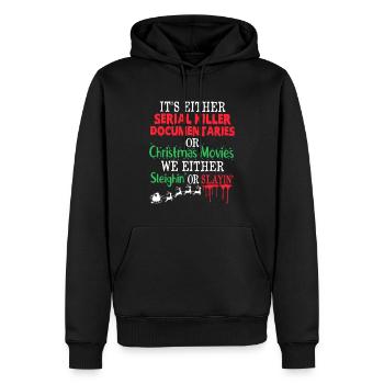 Soit un documentaire de tueur en série ou Noël - Sweat à capuche Premium bio Homme - noir - Devant - Nico (187cm)