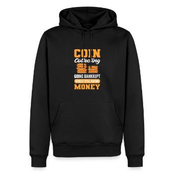 Numismatique. Pour les collectionneurs de pièces. Collecte de pièces de monnaie - Sweat à capuche Premium bio Homme - noir - Devant - Nico (187cm)