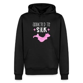 Accro à la soie. Contorsion Yoga Aérien - Sweat à capuche Premium bio Homme - noir - Devant - Nico (187cm)