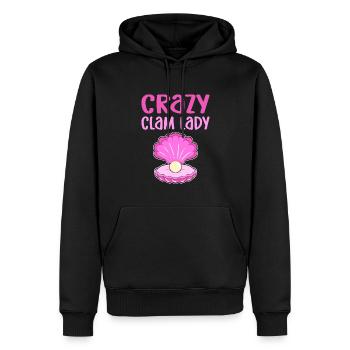 Dame folle en coquillage. Flotsam de cueillette de mollusques et crustacés - Sweat à capuche Premium bio Homme - noir - Devant - Nico (187cm)