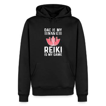 Papa est mon nom. Le Reiki est mon jeu. Reiki - Sweat à capuche Premium bio Homme - noir - Devant - Nico (187cm)
