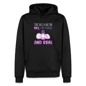 Cette fille marche avec des huiles, des cristaux - Sweat à capuche Premium bio Homme - noir - Devant - Nico (187cm)