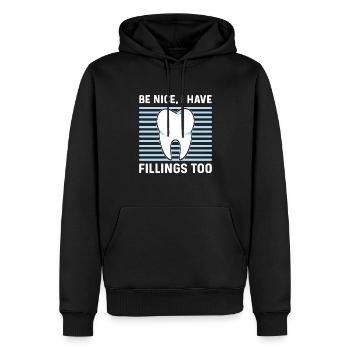 Sei Nett, Ich Habe Auch Füllungen. - Männer Premium Bio Hoodie - Schwarz - Vorne - Nico (187cm)