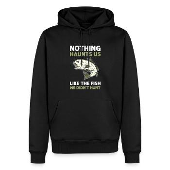 Nichts Verfolgt Uns Wie Der Fisch, Den Wir Nicht - Männer Premium Bio Hoodie - Schwarz - Vorne - Nico (187cm)