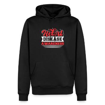 Sensibilisation aux maladies cardiaques. Santé cardiaque. - Sweat à capuche Premium bio Homme - noir - Devant - Nico (187cm)