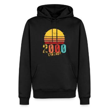 Edition Limitée Vintage Anniversaire Année 2000 - Sweat à capuche Premium bio Homme - noir - Devant - Nico (187cm)