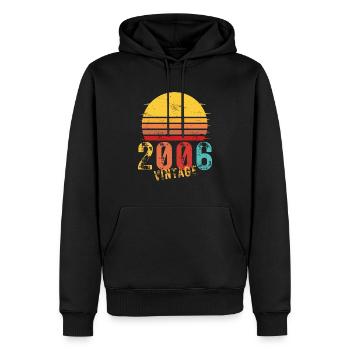 Edition Limitée Vintage Anniversaire Année 2006 - Sweat à capuche Premium bio Homme - noir - Devant - Nico (187cm)