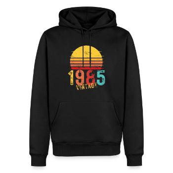 Edition Limitée Vintage Anniversaire Millésime 1985 - Sweat à capuche Premium bio Homme - noir - Devant - Nico (187cm)