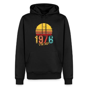 Edition Limitée Vintage Anniversaire Vintage 1976 - Sweat à capuche Premium bio Homme - noir - Devant - Nico (187cm)