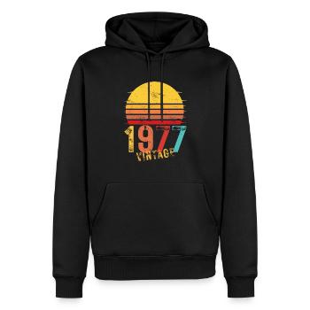 Edition Limitée Vintage Anniversaire Vintage 1977 - Sweat à capuche Premium bio Homme - noir - Devant - Nico (187cm)