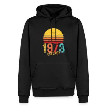 Édition Limitée Vintage Anniversaire né en 1973 - Sweat à capuche Premium bio Homme - noir - Devant - Nico (187cm)