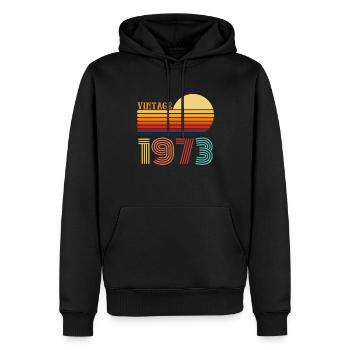 Édition Limitée Vintage Anniversaire né en 1973 - Sweat à capuche Premium bio Homme - noir - Devant - Nico (187cm)