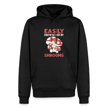 Facilement distrait par les champignons. Collecte de champignons - Sweat à capuche Premium bio Homme - noir - Devant - Nico (187cm)