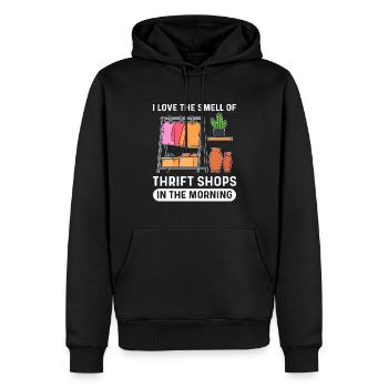 Ich Liebe Den Geruch Von Secondhand-Läden Am - Männer Premium Bio Hoodie - Schwarz - Vorne - Nico (187cm)
