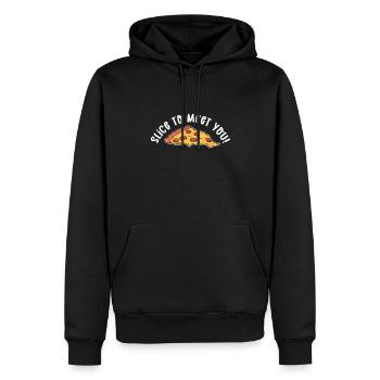 Tranche pour vous rencontrer! Boulanger de pizza amateur - Sweat à capuche Premium bio Homme - noir - Devant - Nico (187cm)