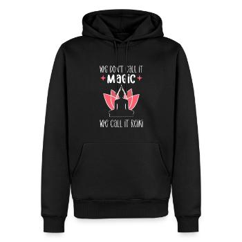 Nous n’appelons pas cela de la magie, nous l’appelons Reiki. - Sweat à capuche Premium bio Homme - noir - Devant - Nico (187cm)