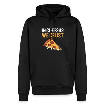 In Cheesus Kruste. Hobby -Pizzahersteller Pizza - Männer Premium Bio Hoodie - Schwarz - Vorne - Nico (187cm)