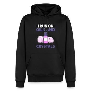 Je cours avec des huiles et des cristaux. Reiki - Sweat à capuche Premium bio Homme - noir - Devant - Nico (187cm)