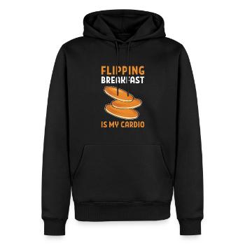Flipping Frühstück Ist Mein Cardio. - Männer Premium Bio Hoodie - Schwarz - Vorne - Nico (187cm)