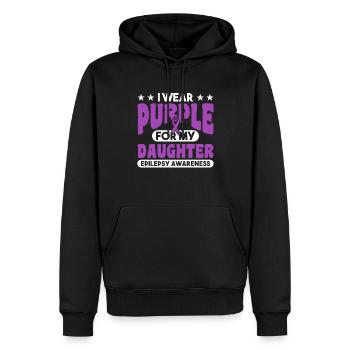 I wear purple for my daughter. - Men’s Premium Organic Hoodie - black - Front - Nico (187cm)