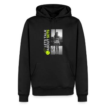 Joueur de tennis Raquette de tennis Tenue de court de tennis - Sweat à capuche Premium bio Homme - noir - Devant - Nico (187cm)