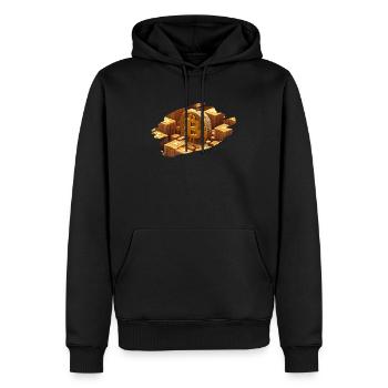 Bitcoin Schatz - Männer Premium Bio Hoodie - Schwarz - Vorne - Nico (187cm)