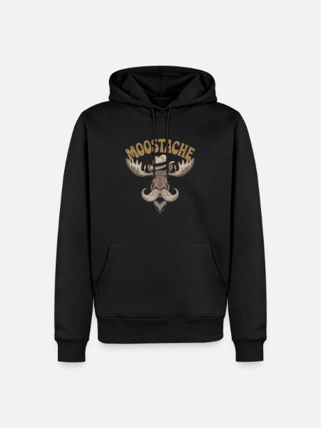 Moustache Bart Bärtig Elch - Männer Premium Bio Hoodie - Schwarz