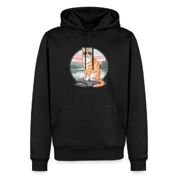 Tabby Orange Katze Mit Sonnenbrille - Männer Premium Bio Hoodie - Schwarz - Vorne - Nico (187cm)