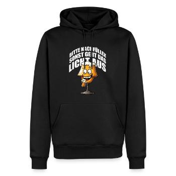Bitte nachfüllen sonst geht das Licht aus Lampe 70 - Männer Premium Bio Hoodie - Schwarz - Vorne - Nico (187cm)