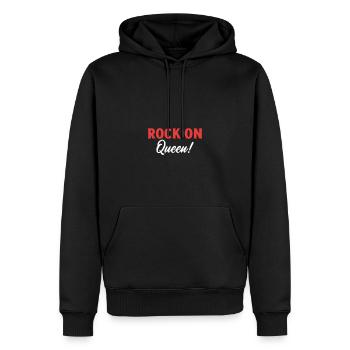 Rock on Queen Vintage Retro Minimalist Design - Men’s Premium Organic Hoodie - black - Front - Nico (187cm)