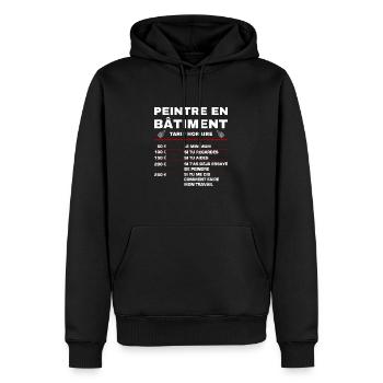 Humour Peintre en Bâtiment Tarif Horaire Cadeau - Sweat à capuche Premium bio Homme - noir - Devant - Nico (187cm)