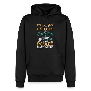 Jardin Poule Humour - Sweat à capuche Premium bio Homme - noir - Devant - Nico (187cm)