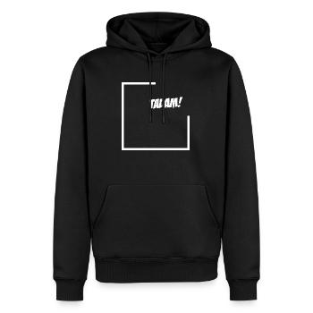 Tadam ! Motif blanc - Sweat à capuche Premium bio Homme - noir - Devant - Nico (187cm)