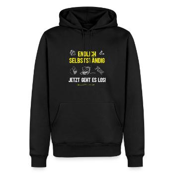 Endlich Selbstständig Selbstständigkeit Startup - Männer Premium Bio Hoodie - Schwarz - Vorne - Nico (187cm)
