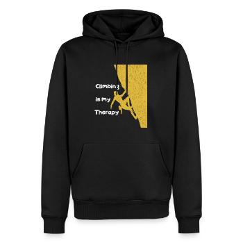L’escalade est ma thérapie - Sweat à capuche Premium bio Homme - noir - Devant - Nico (187cm)