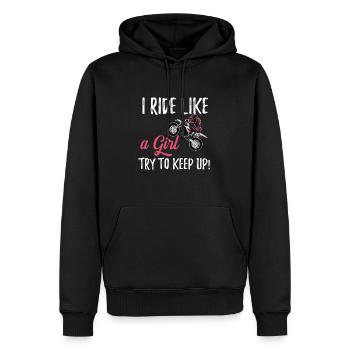 Femmes de dirt bike Je roule comme une fille - Sweat à capuche Premium bio Homme - noir - Devant - Nico (187cm)