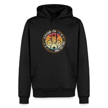 Cycliste cycliste Cycopath Fou mais libre - Sweat à capuche Premium bio Homme - noir - Devant - Nico (187cm)