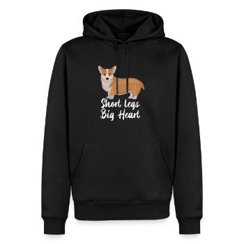 Corgi Chien Jambes Courtes Grand Coeur - Sweat à capuche Premium bio Homme - noir - Devant - Nico (187cm)