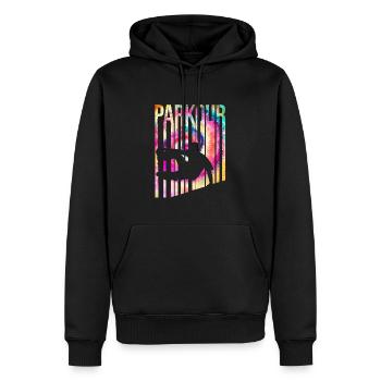 Parkour Retro - Männer Premium Bio Hoodie - Schwarz - Vorne - Nico (187cm)
